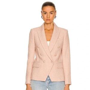 L'Agence Kenzie Double Breasted Tweed Blazer Jacket 12 EUC Petal Pink